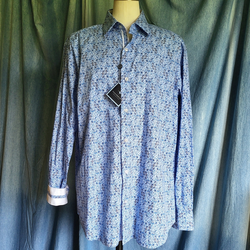 Tailorbyrd Blue and White Casual Button Down Shirt